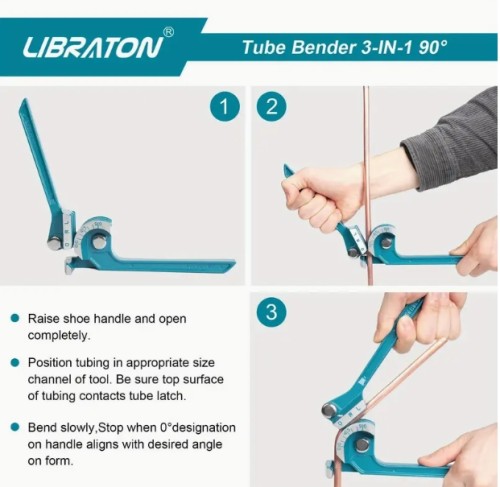 LIBRATON 튜브 벤더, 파이프 벤더, 3-IN-1, 1/4
