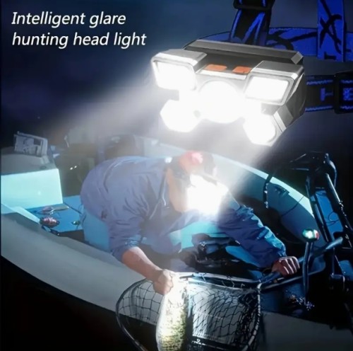 밝은 불 Portable 5LED 헤드라이트: USB 충전식, 여행, 캠핑, 낚시, 사냥에 적합 - 조절 가능한 0-90° 각도